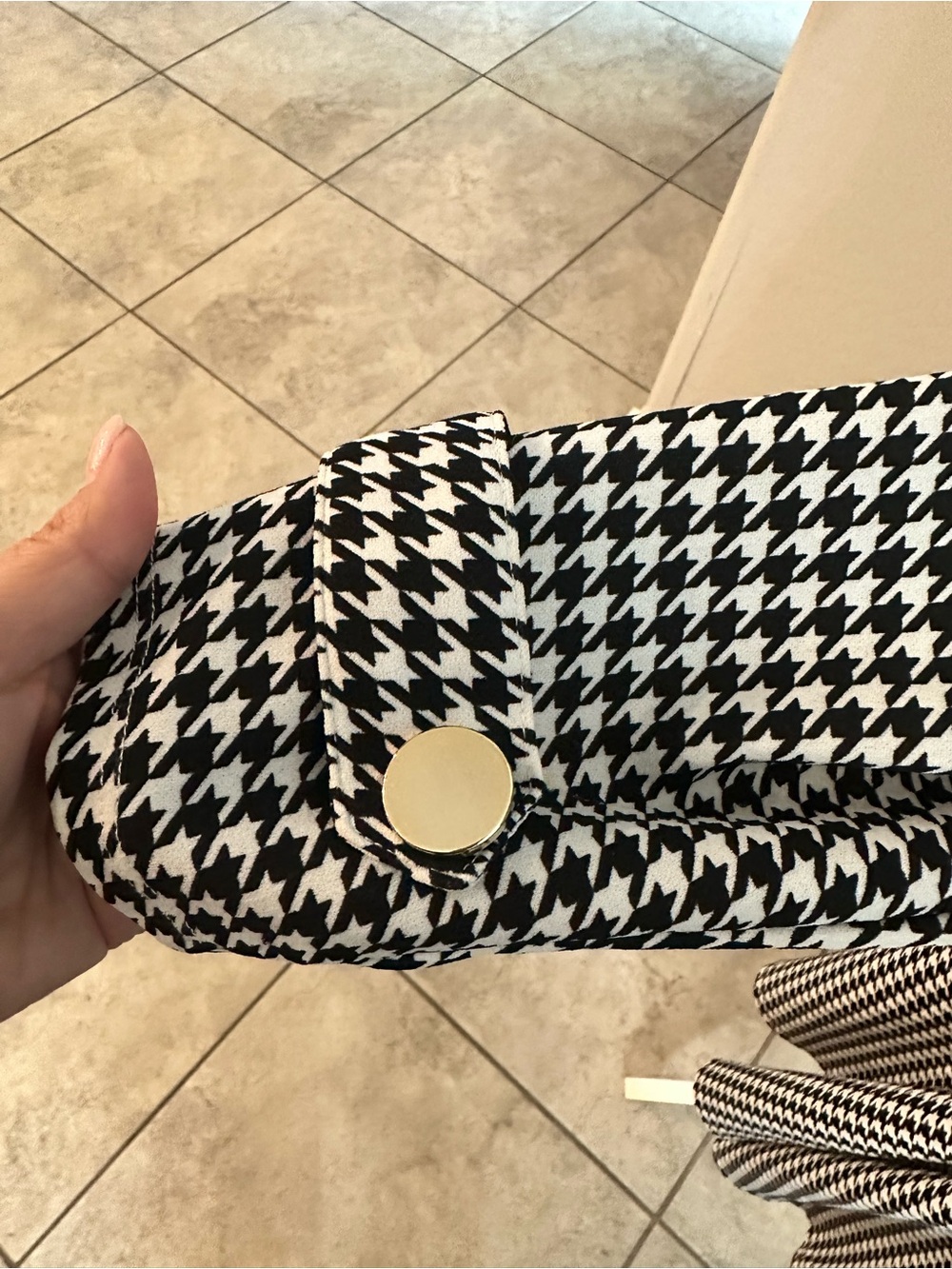 Houndstooth Longline Blazer - Black & White - Picture 5 of 6
